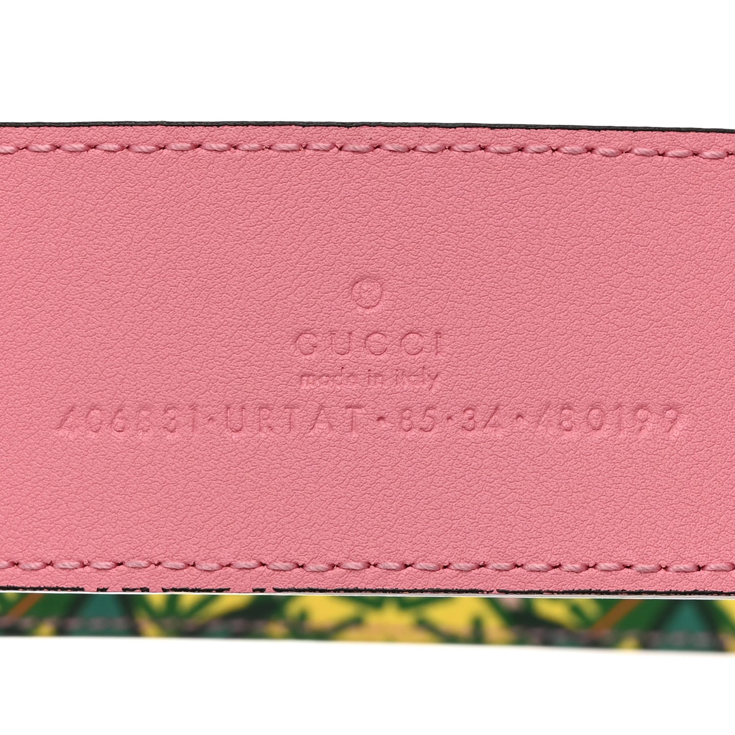 Supreme Canvas Textured Dollar Calfskin Pineapple Rose Double G 40mm Belt 85 34 Yellow Green Butter Pink