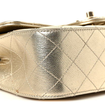 Chanel Metallic Caviar Quilted Mini Rectangular CC Slide Flap Light Gold 10 of 11