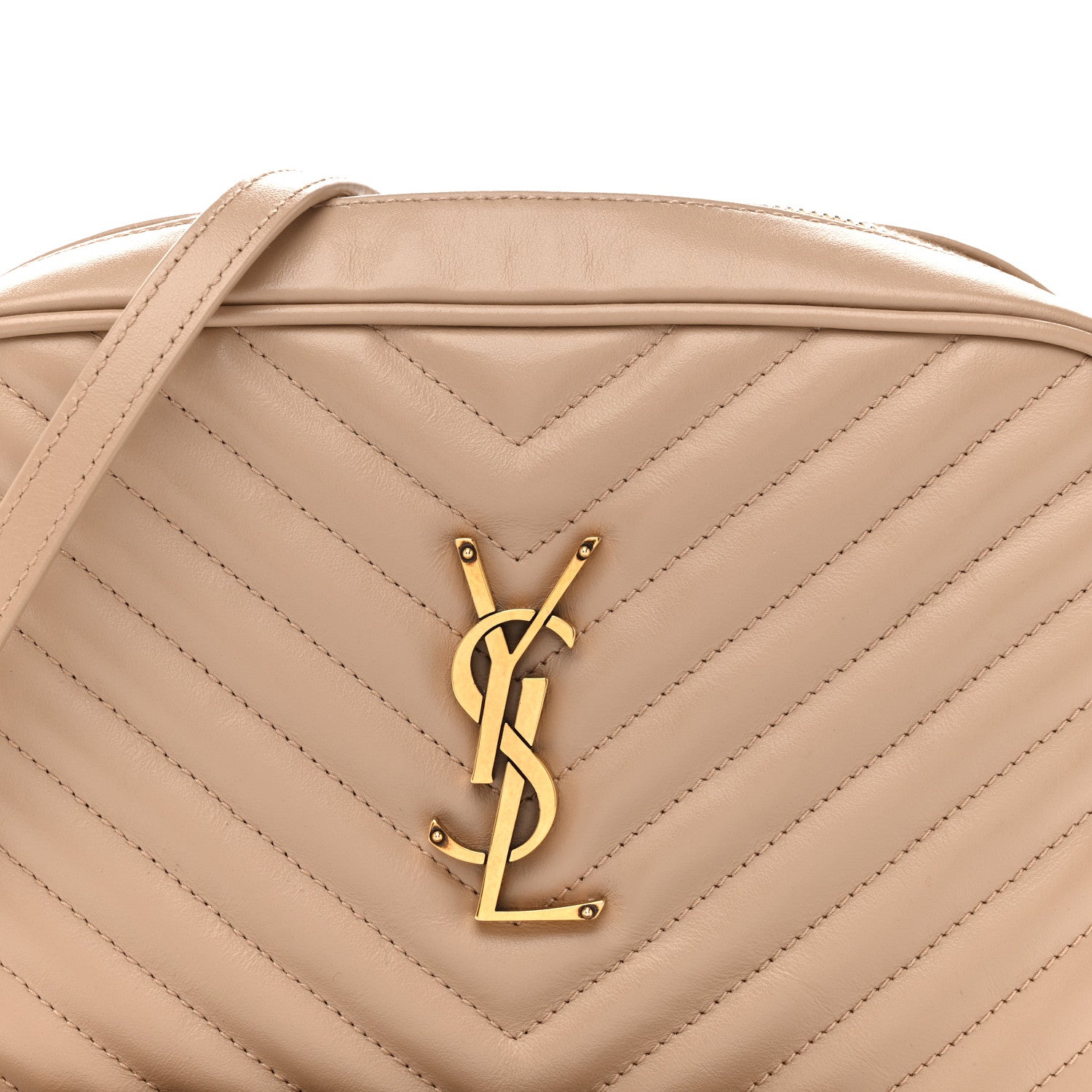 Saint Laurent Calfskin Matelasse Monogram Lou Camera Bag Dark Beige 8 of 13