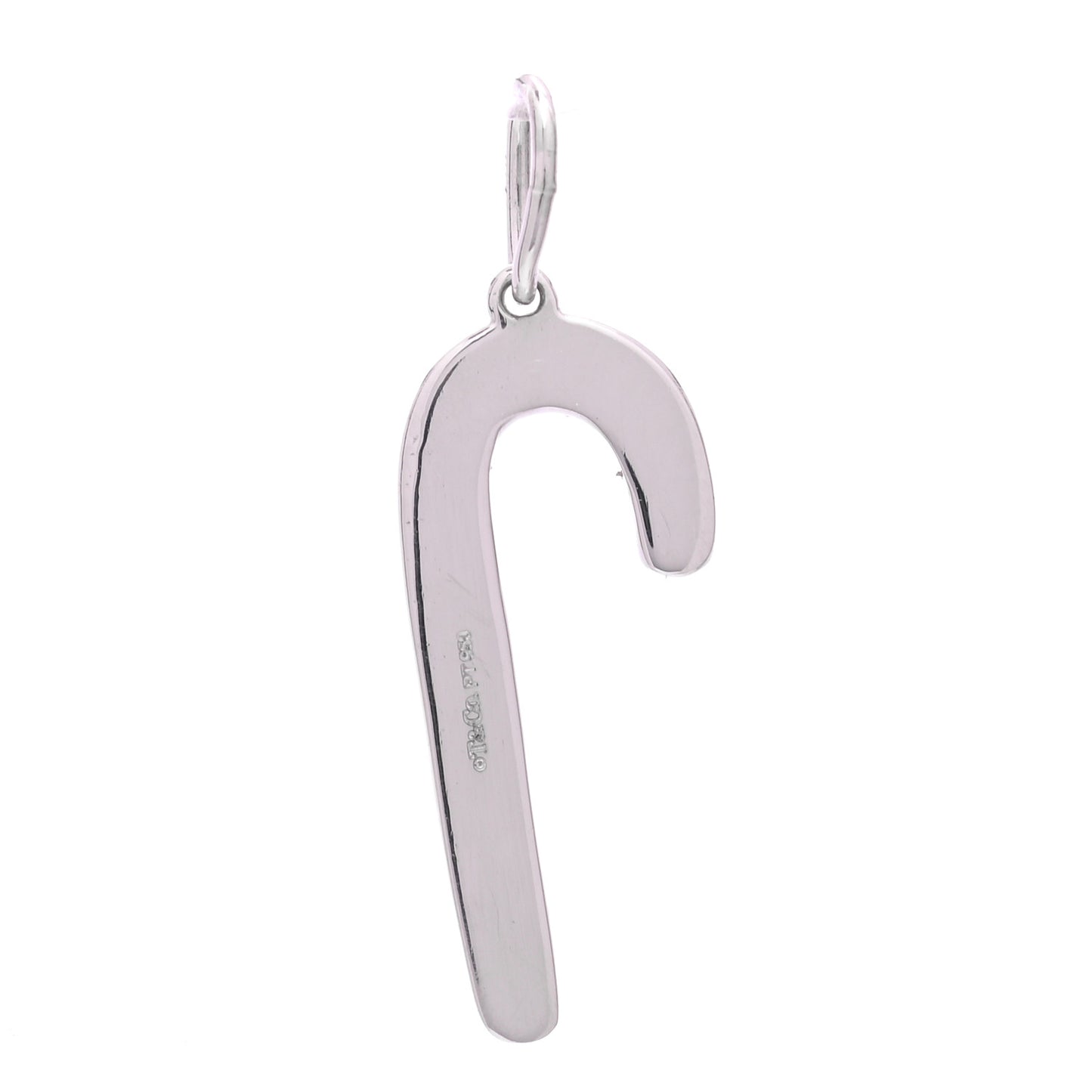 Platinum Enamel Diamond Candy Cane Charm