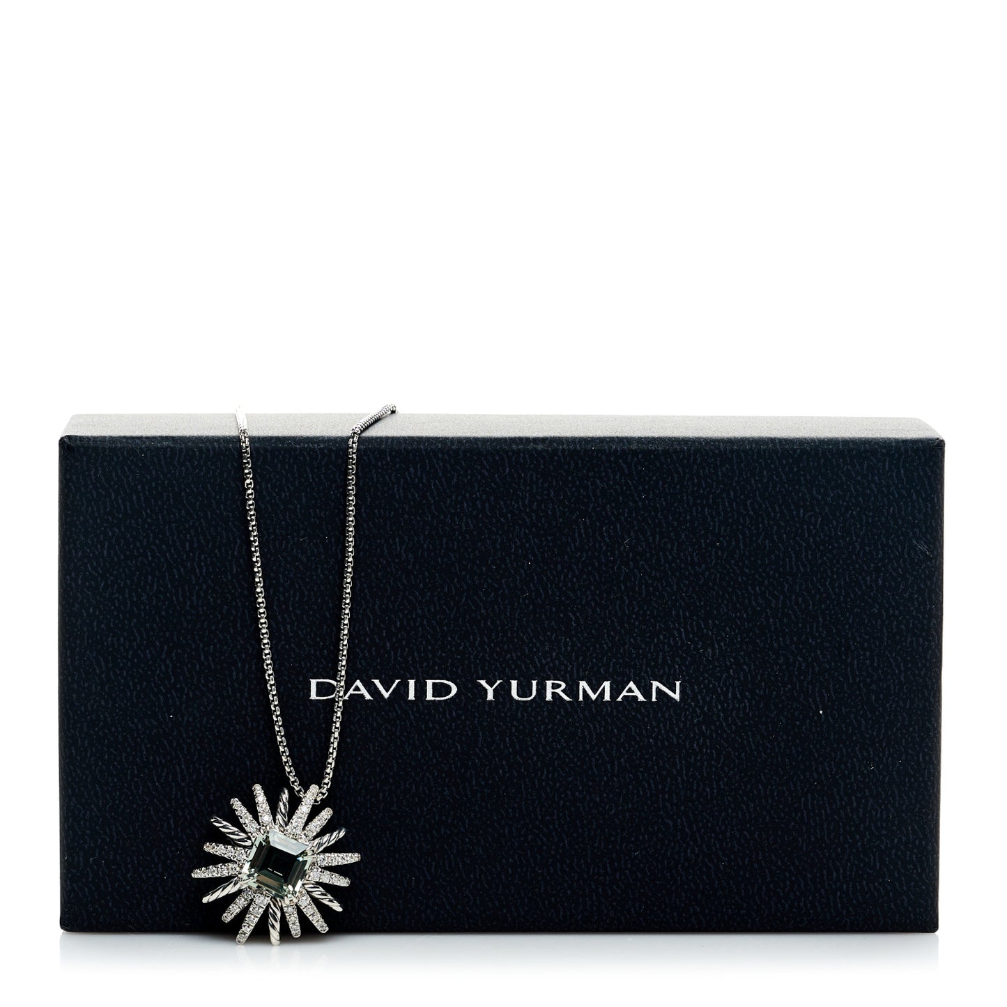 Sterling Silver Diamond Prasiolite 23mm Starburst Pendant Necklace