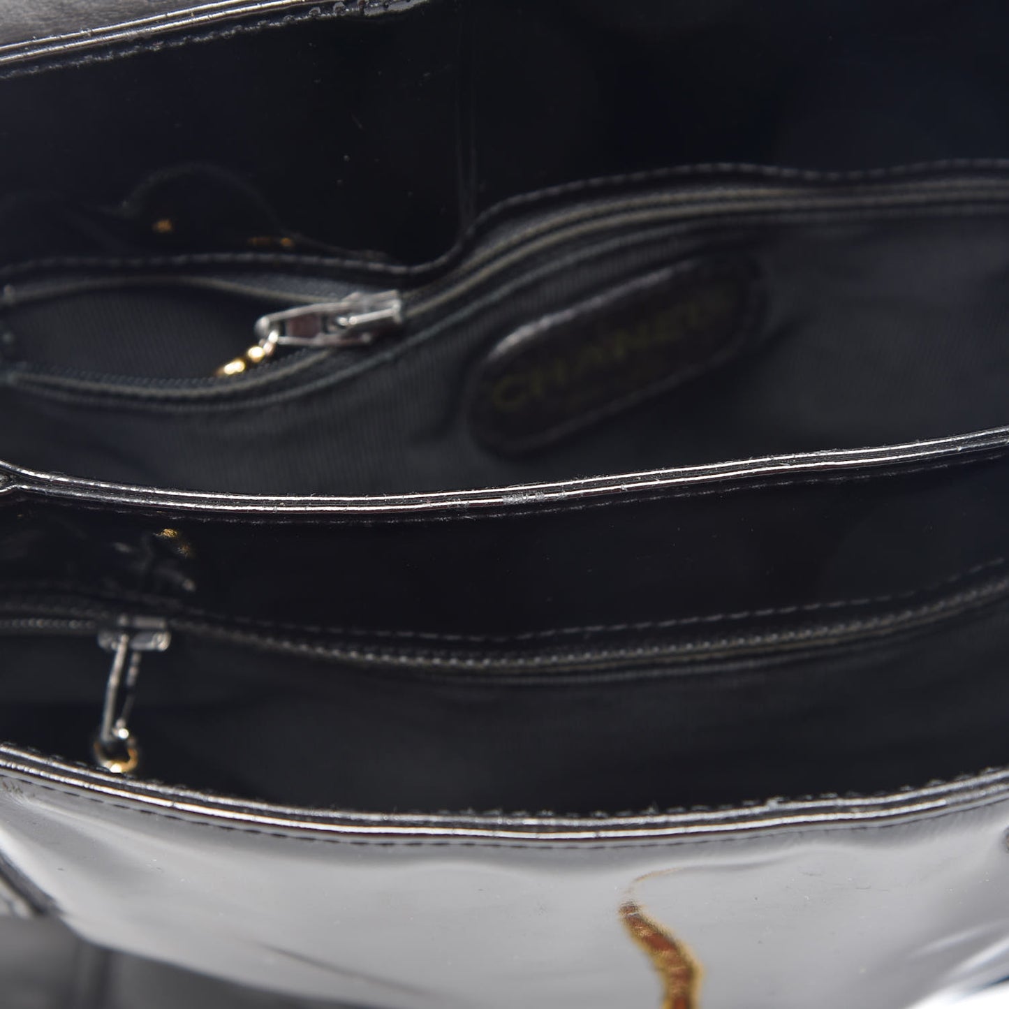 Patent Flap Shoulder Bag Black