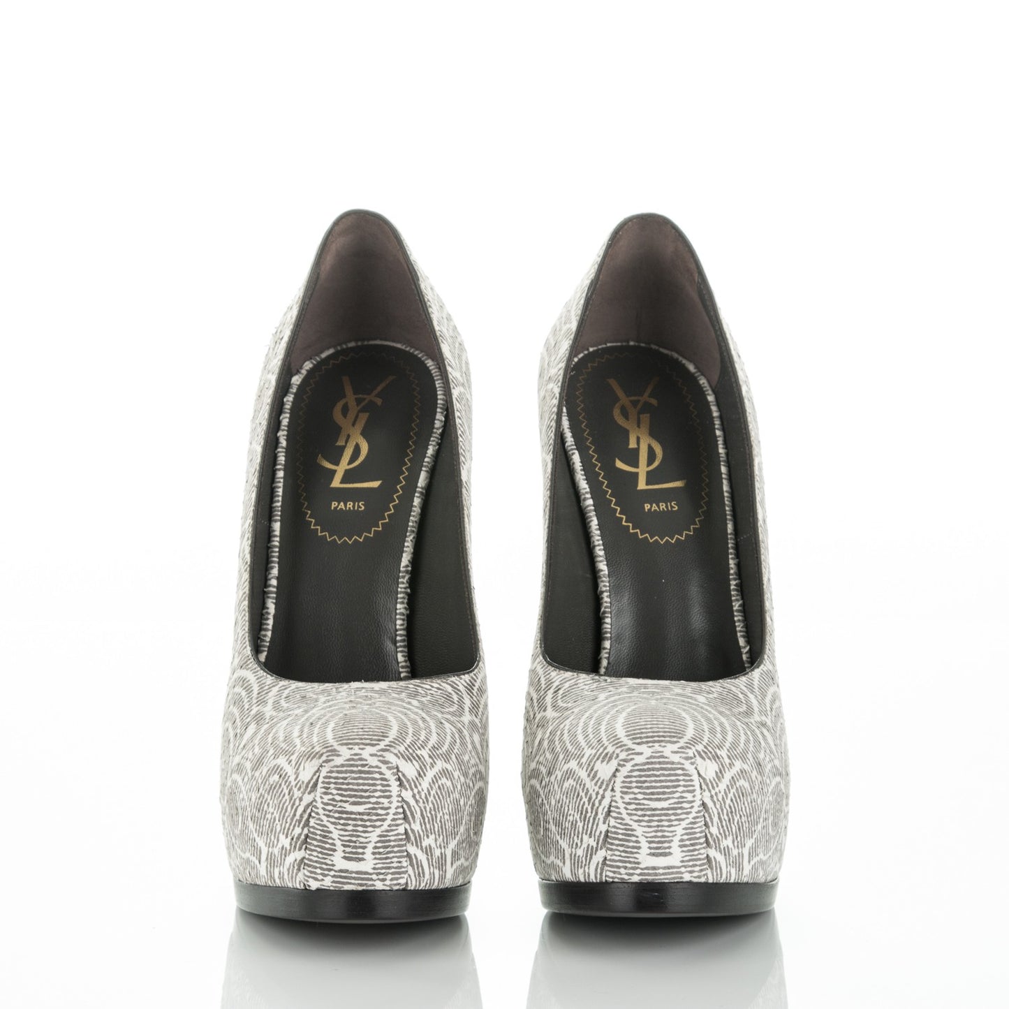 Snakeskin Embossed Printed Suede Tribtoo 120 Pumps 35.5 Grey White