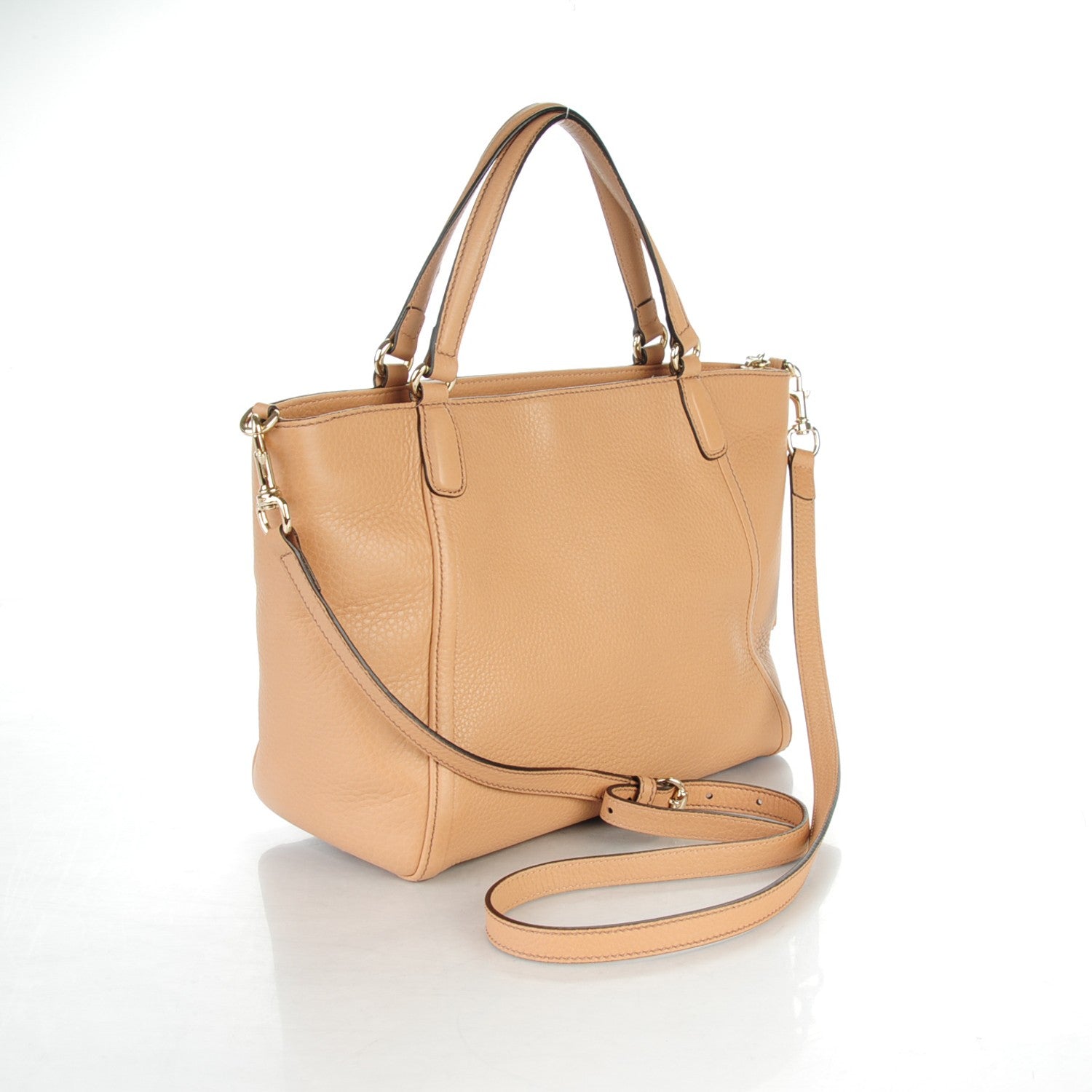Gucci Pebbled Calfskin Small Soho Top Handle Bag Camelia 3 of 7