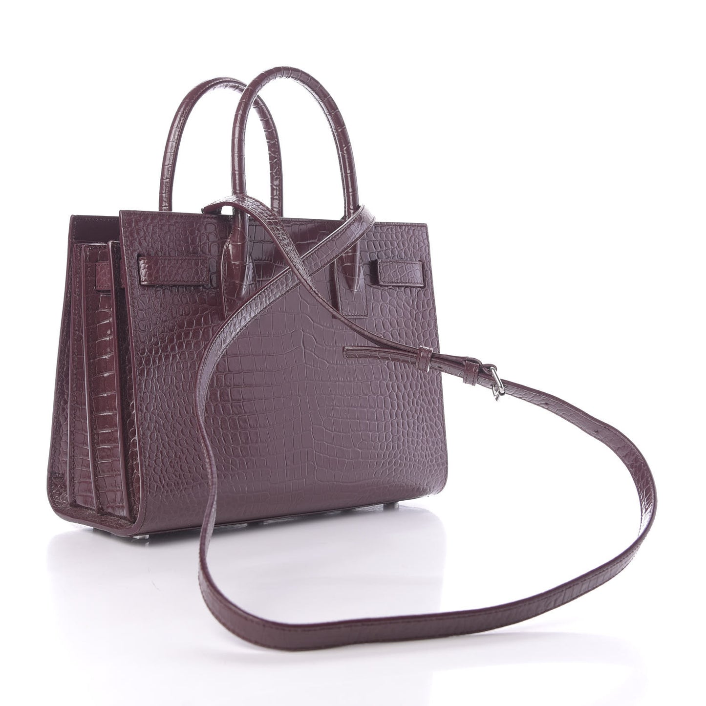 Calfskin Crocodile Embossed Baby Sac De Jour Rouge