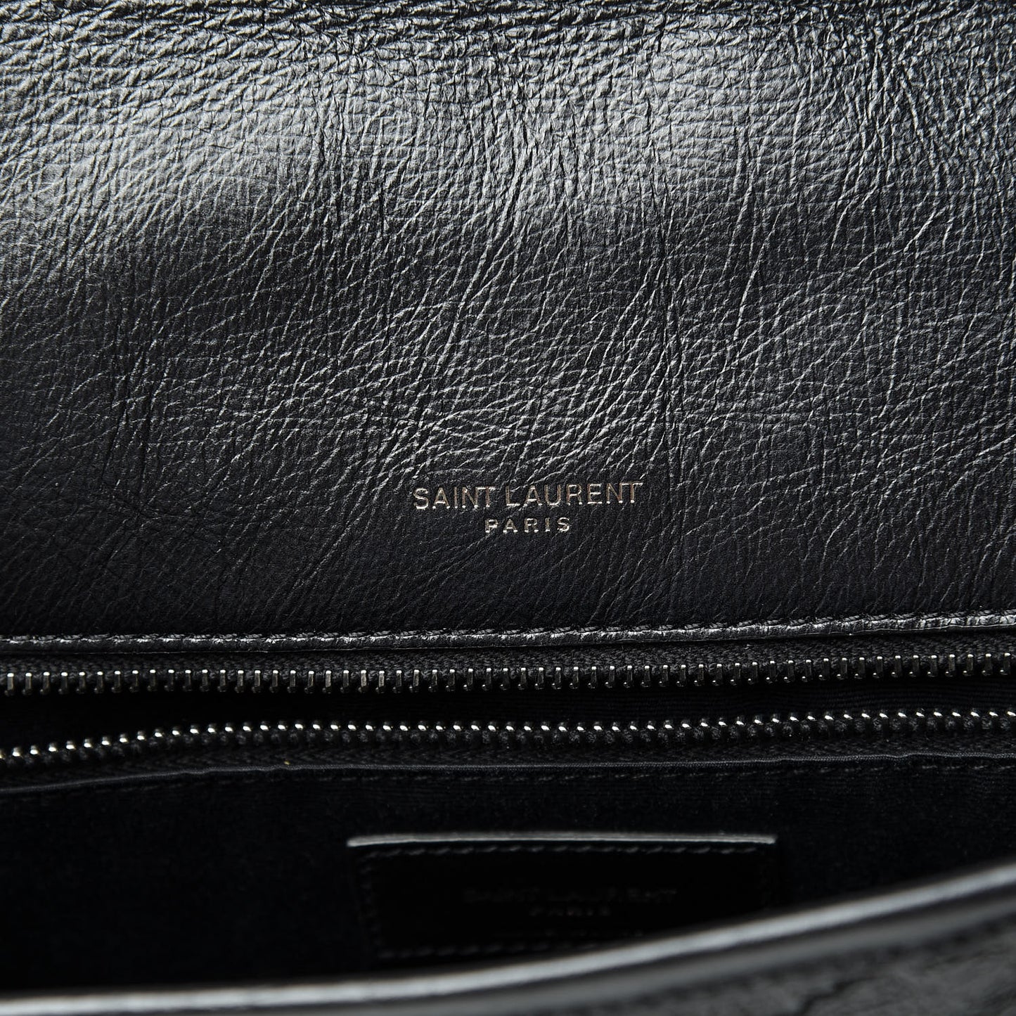 Crinkled Calfskin Matelasse Monogram Large Niki Chain Satchel Black