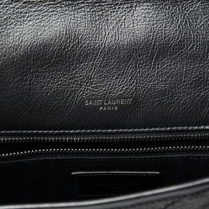 Saint Laurent Crinkled Calfskin Matelasse Monogram Large Niki Chain Satchel Black 6 of 11
