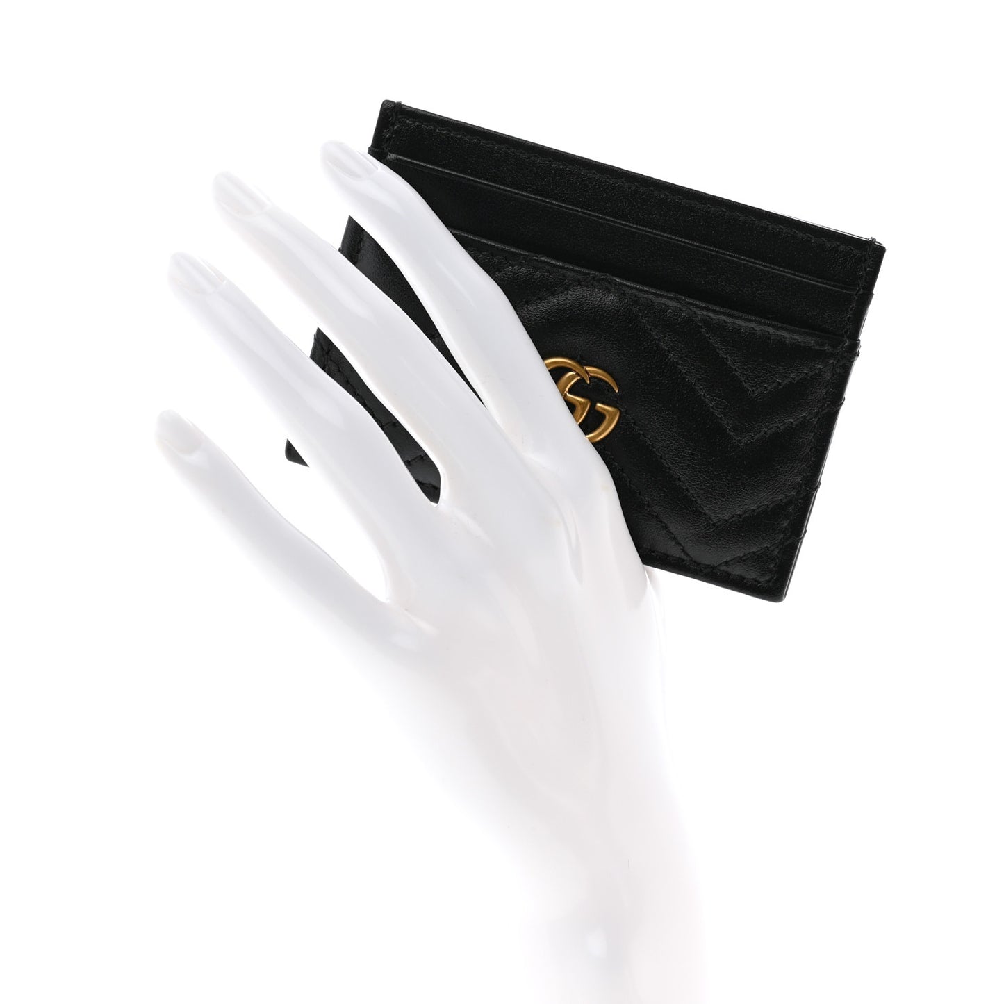 Calfskin Matelasse GG Marmont Card Holder Black