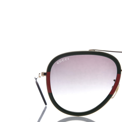 Gucci Web Aviator Sunglasses GG0062S Green Red 7 of 8