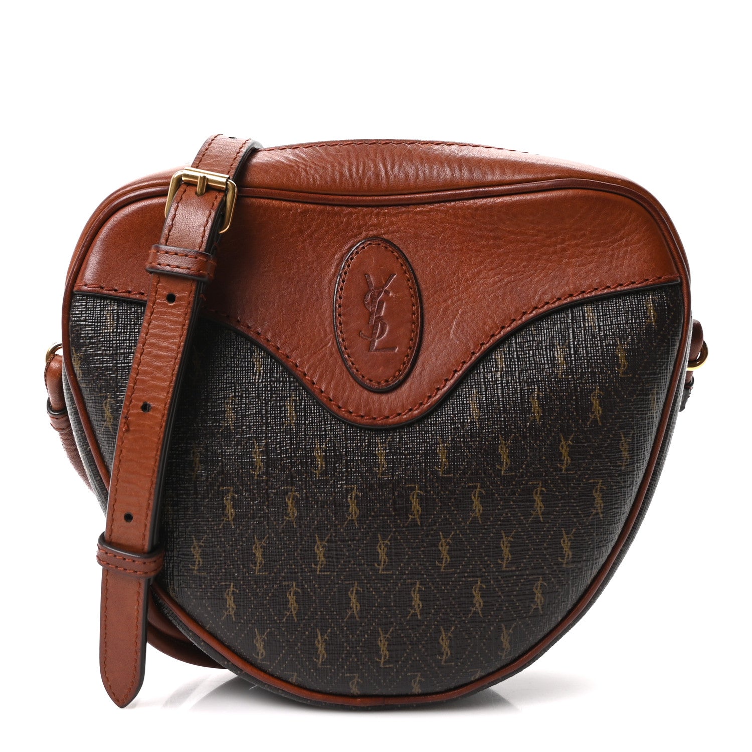 Saint Laurent Canvas Smooth Calfskin Le Monogramme Coeur Crossbody Chestnut 1 of 10