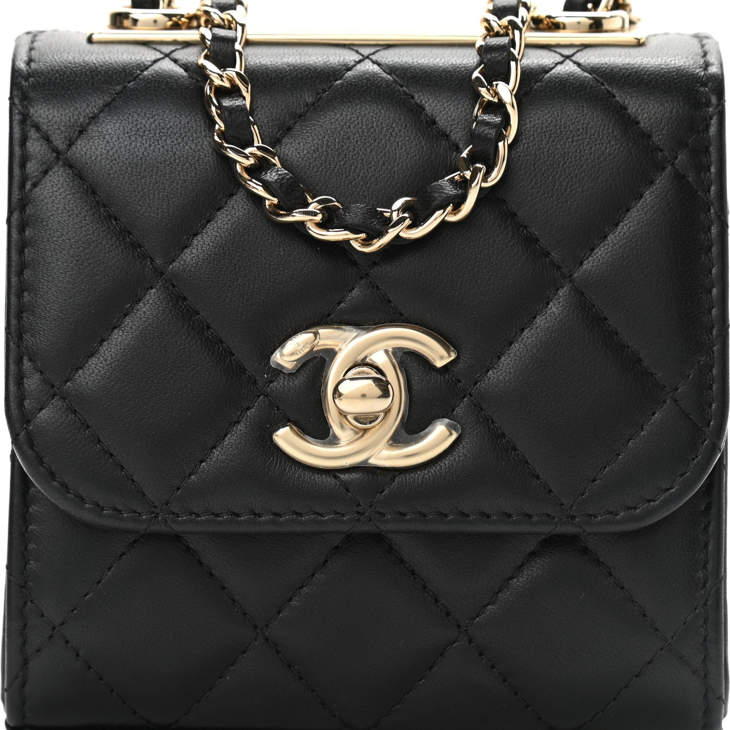 Lambskin Quilted Mini Trendy CC Chain Wallet Black