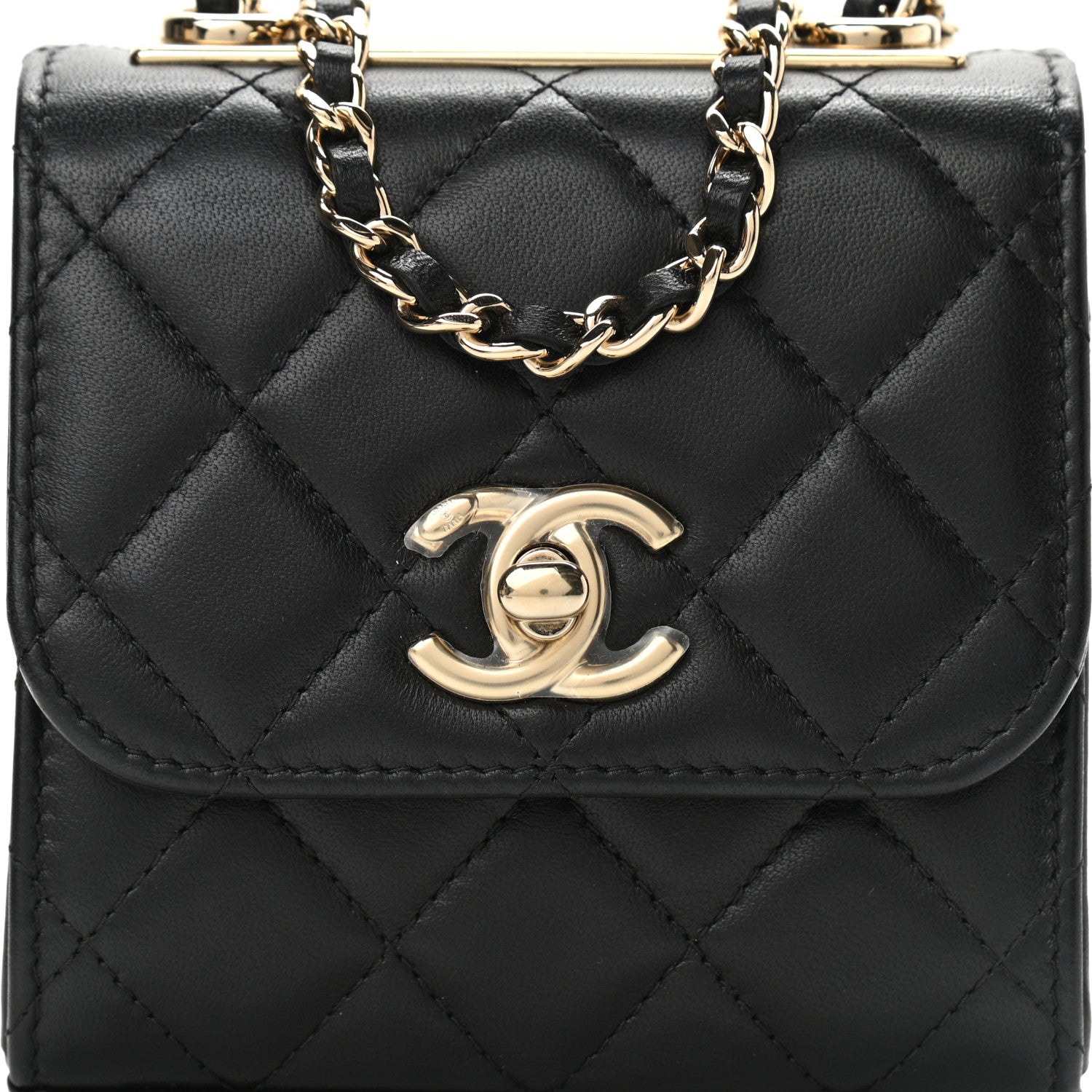 Chanel Lambskin Quilted Mini Trendy CC Chain Wallet Black 8 of 11