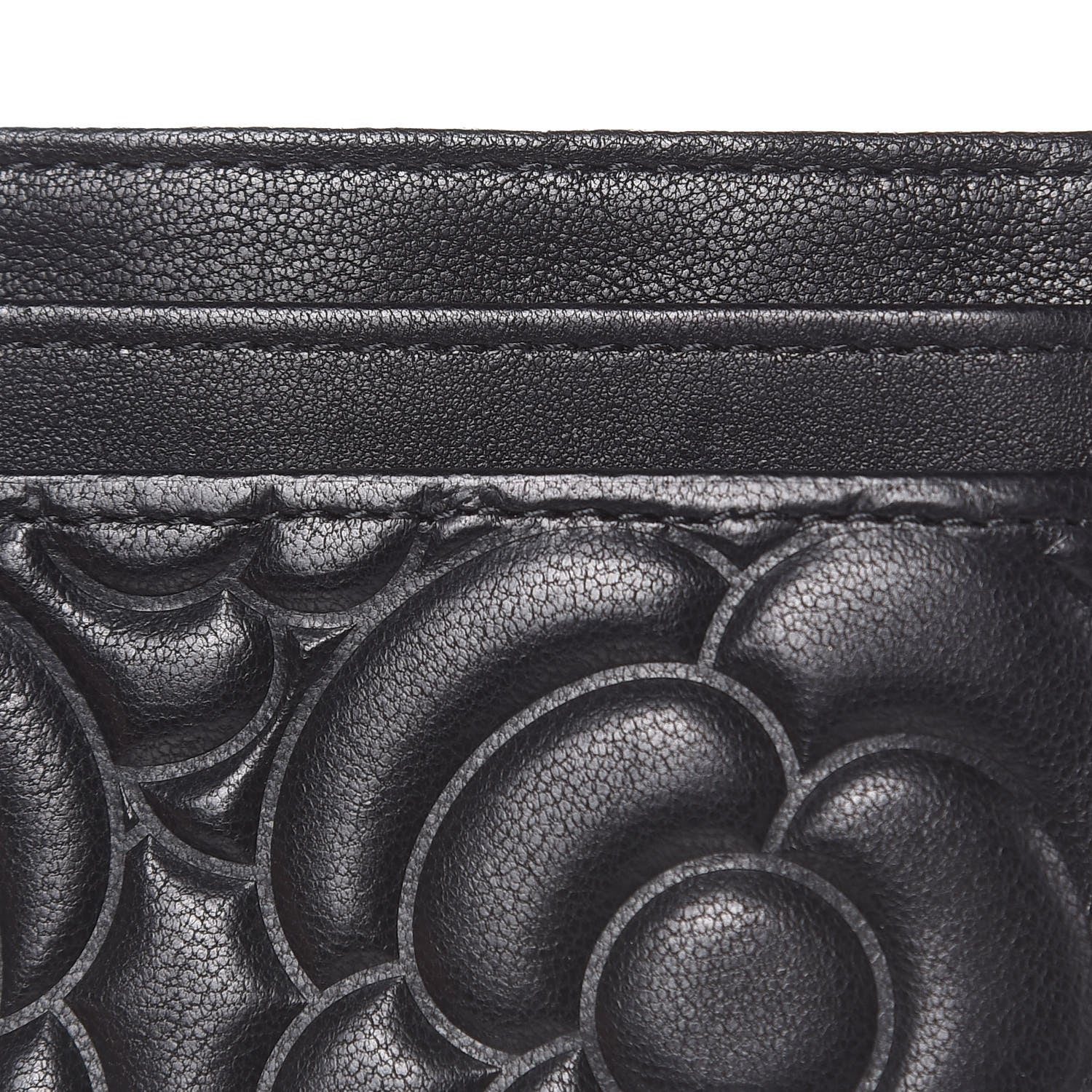 Chanel Lambskin Camellia Embossed Card Holder Black 9 of 9