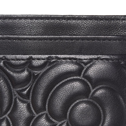 Chanel Lambskin Camellia Embossed Card Holder Black 9 of 9