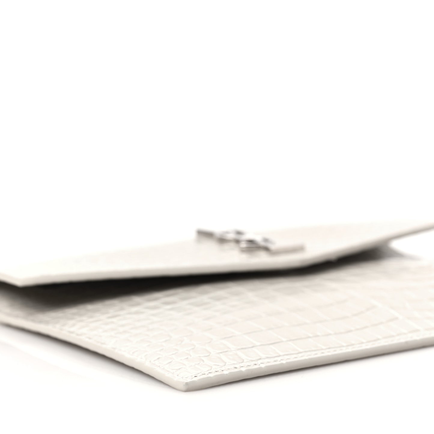 Calfskin Crocodile Embossed Monogram Uptown Baby Pouch Crema Soft