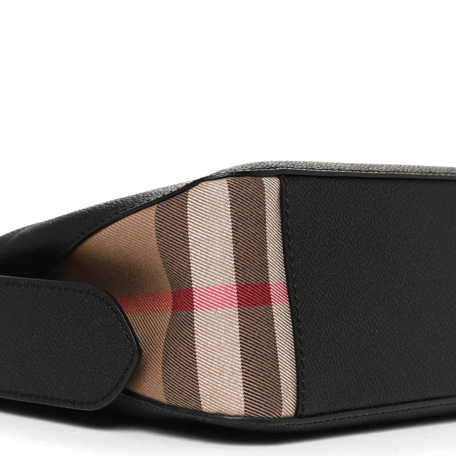 Burberry Soft Grain Calfskin House Check Small Helmsley Crossbody Black 10 of 11