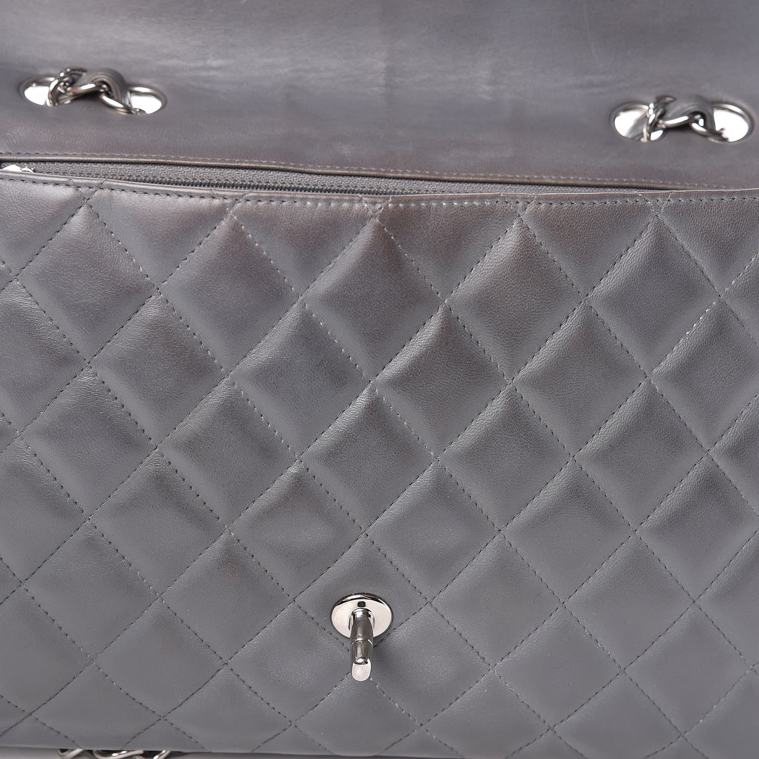 Chanel Lambskin Quilted Jumbo Single Flap Grey 9 of 20