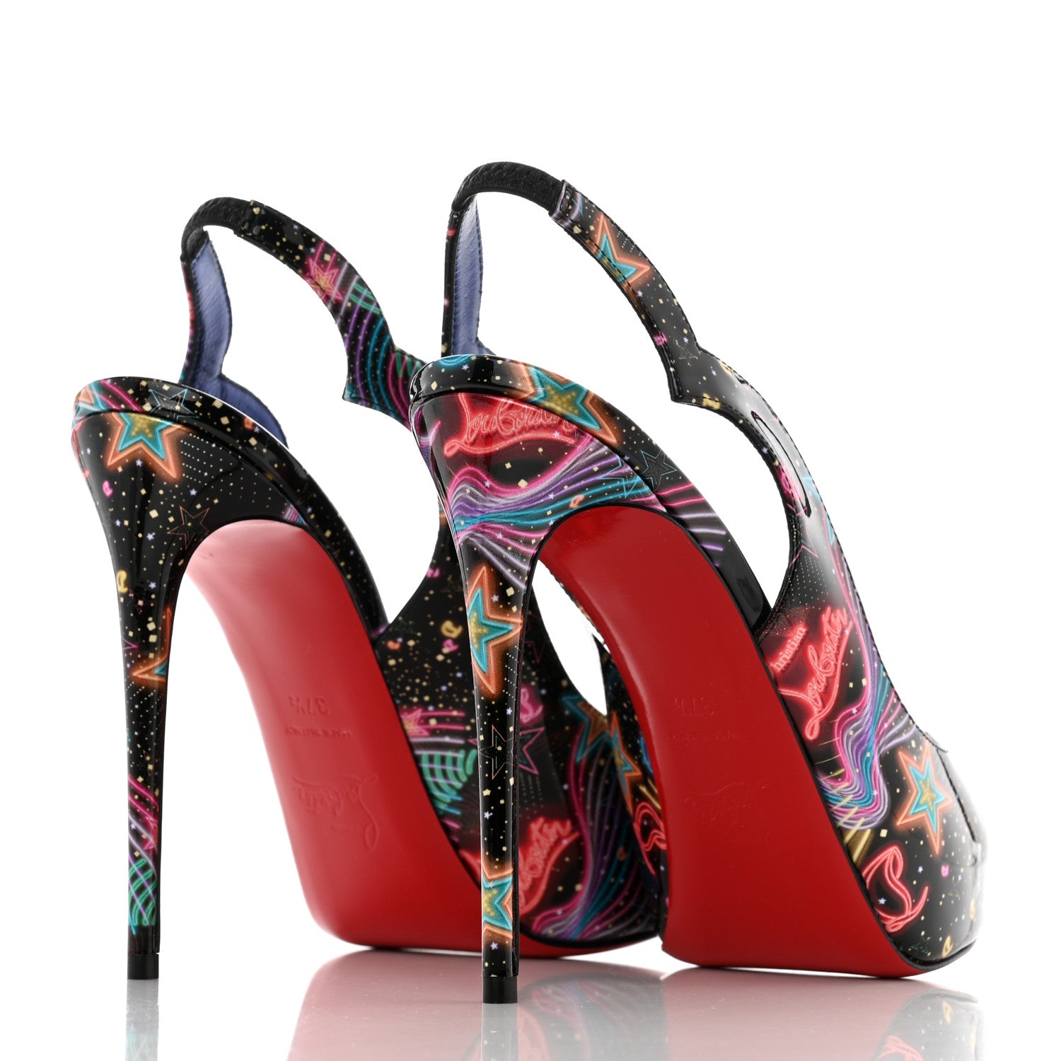 Christian Louboutin Patent Starlight Hot Chick Slingback Alta 120 Pumps 37.5 Multicolor 4 of 7