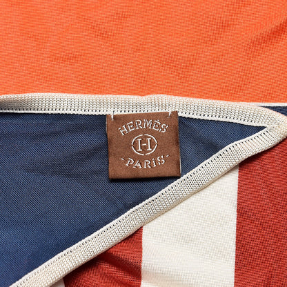 Hermes Silk Jersey Soie En Desor Maxi-Pointe Triangle Scarf Marine Corail Blanc 5 of 5