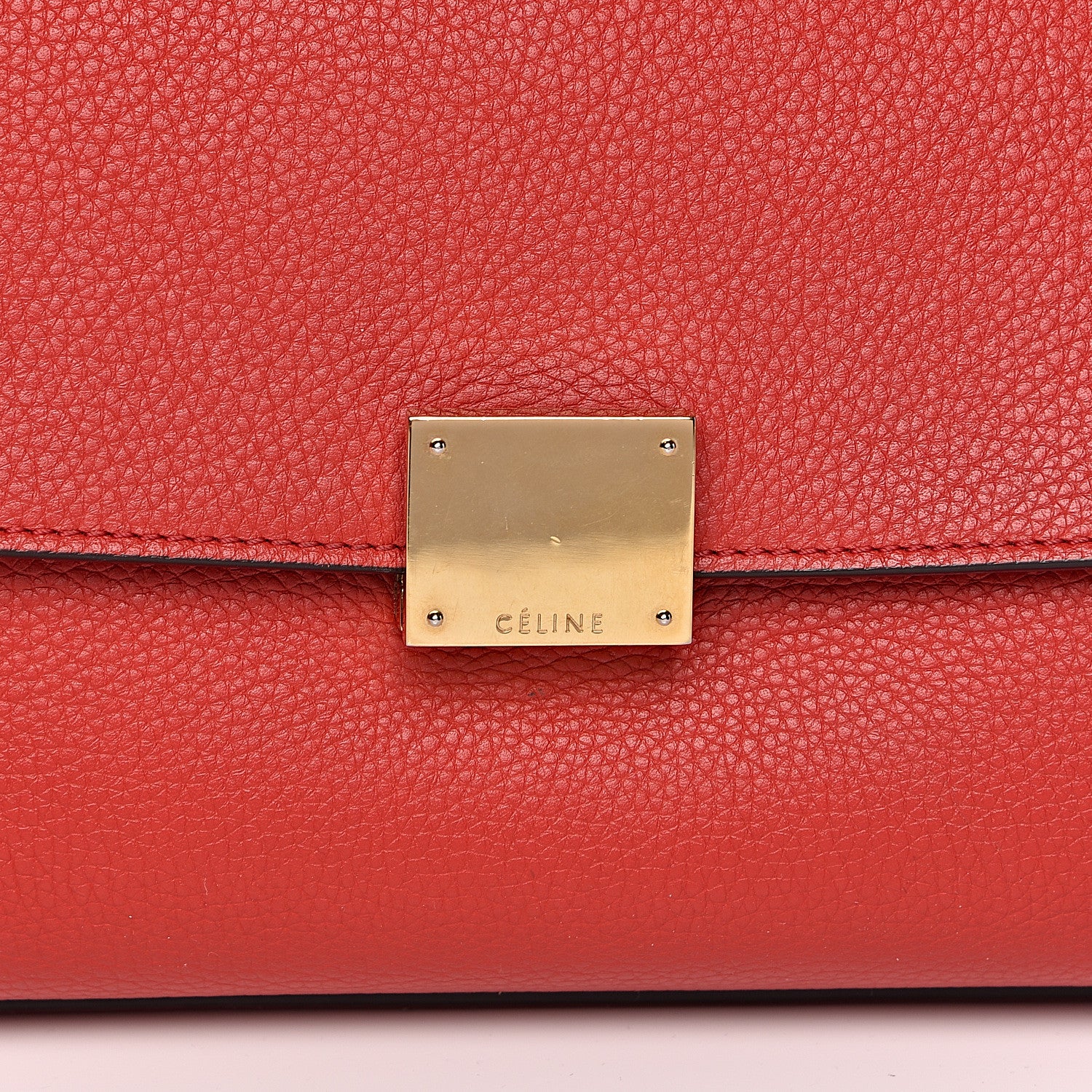 Celine Drummed Calfskin Suede Medium Trapeze Coquelicot 16 of 16