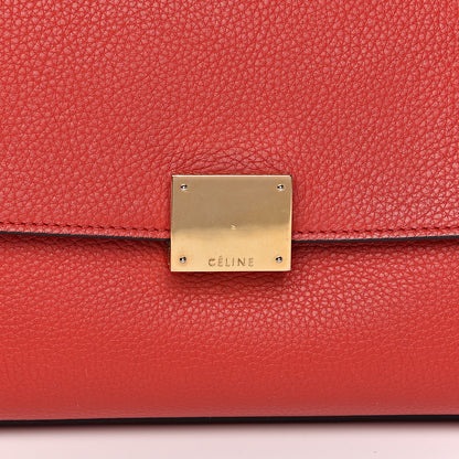 Celine Drummed Calfskin Suede Medium Trapeze Coquelicot 16 of 16