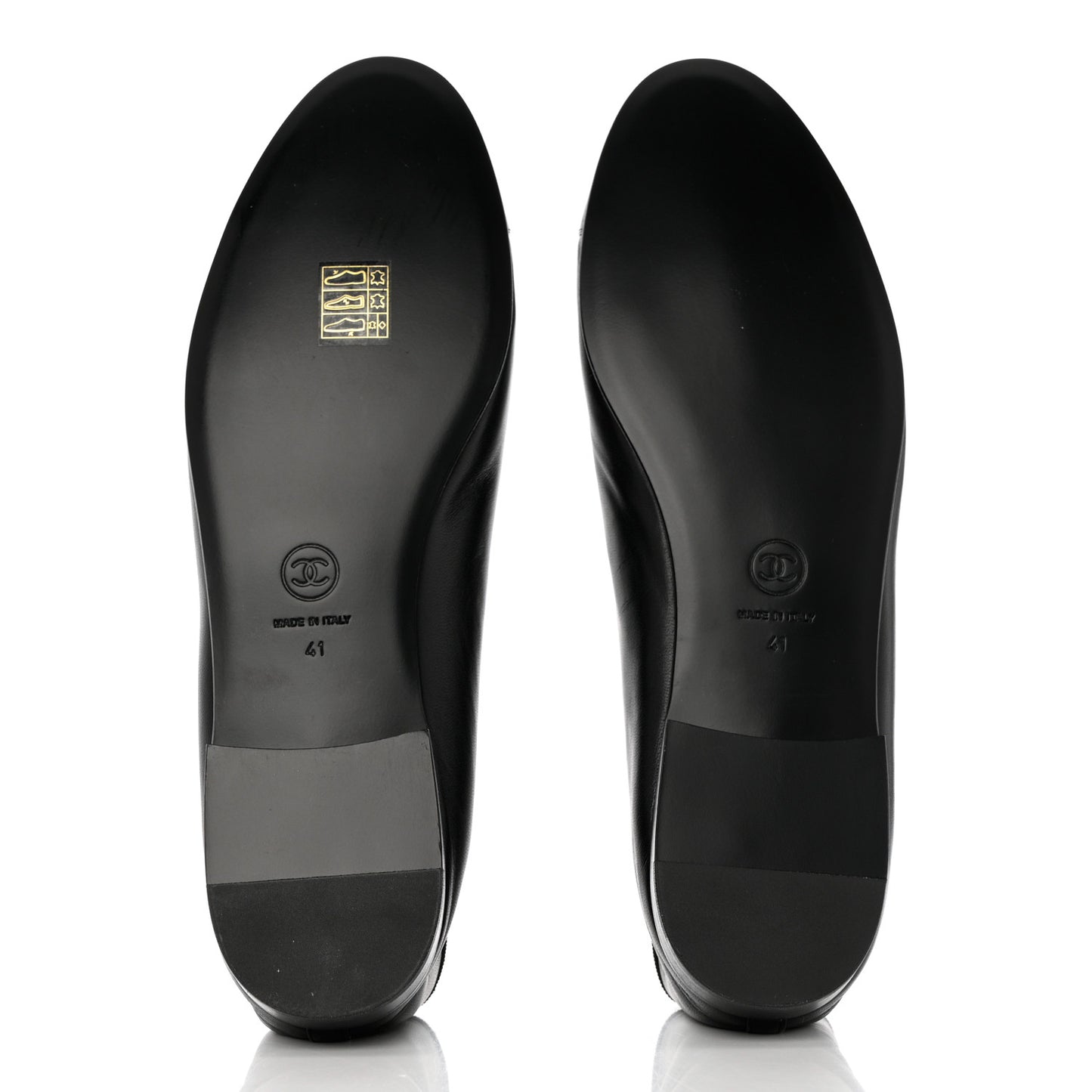Lambskin Patent Cap Toe Ballerina Flats 41 Black