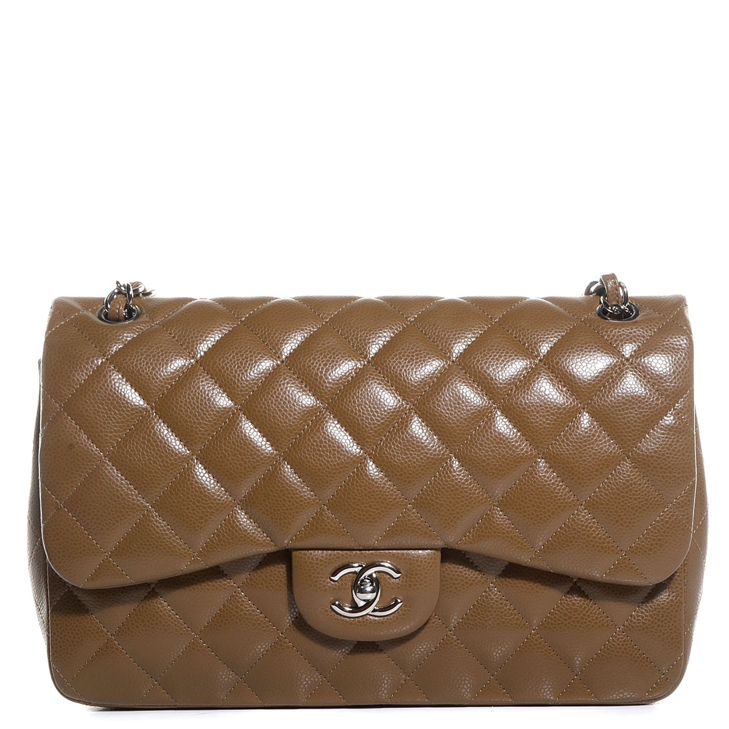 Caviar Jumbo Double Flap Dark Beige