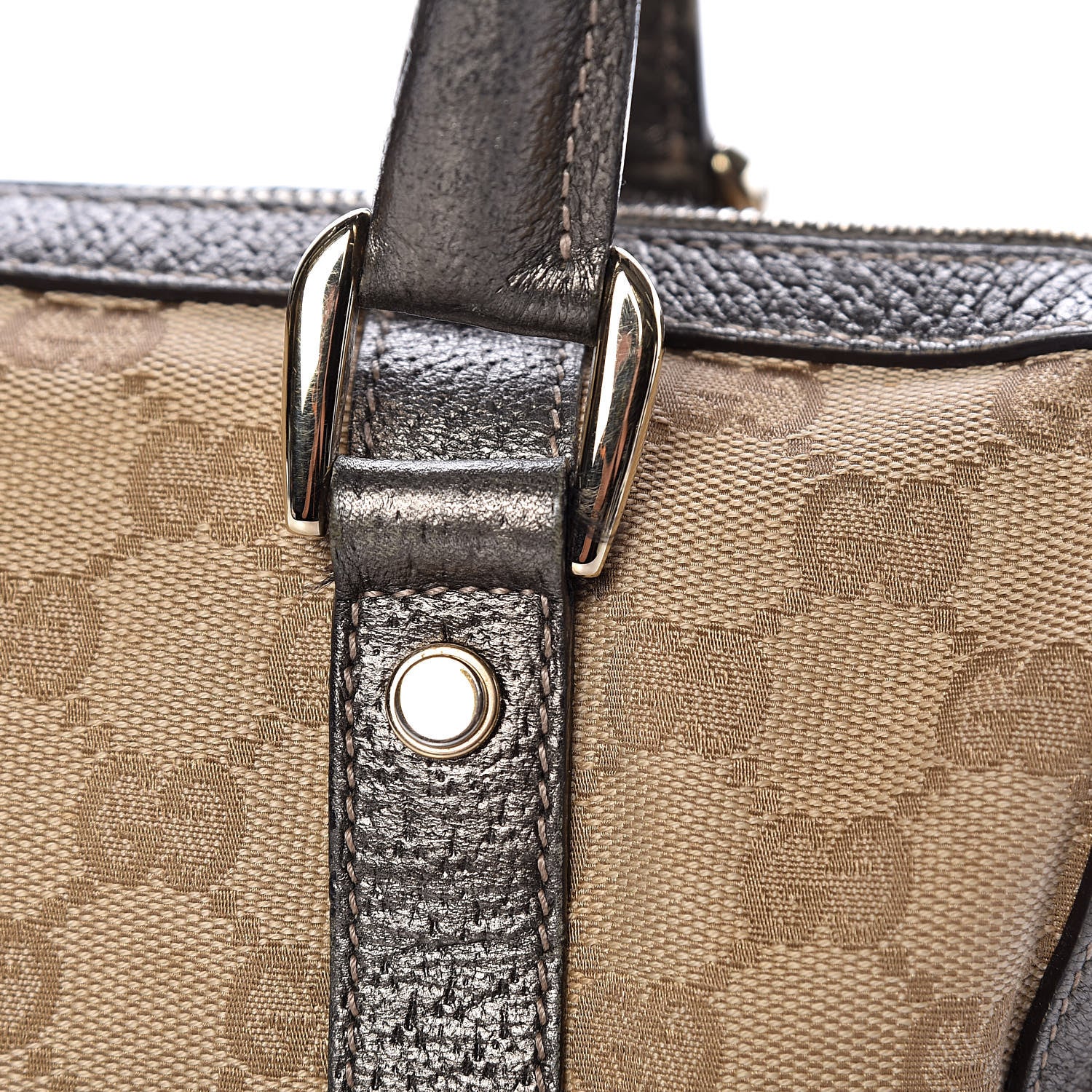 Gucci Monogram Small Abbey Boston Metallic Brown 17 of 19