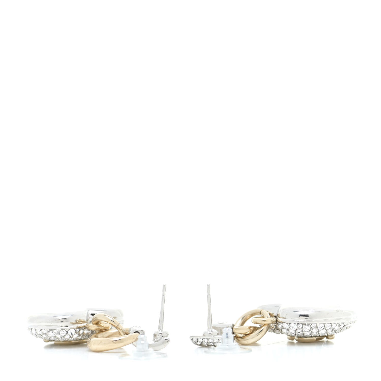 Chanel Crystal Heart CC Drop Earrings Gold 3 of 6