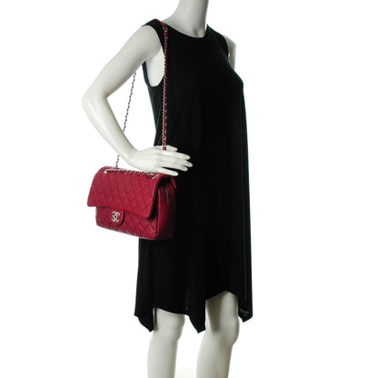Chanel Caviar Quilted Jumbo Easy Flap Dark Pink 2 of 7