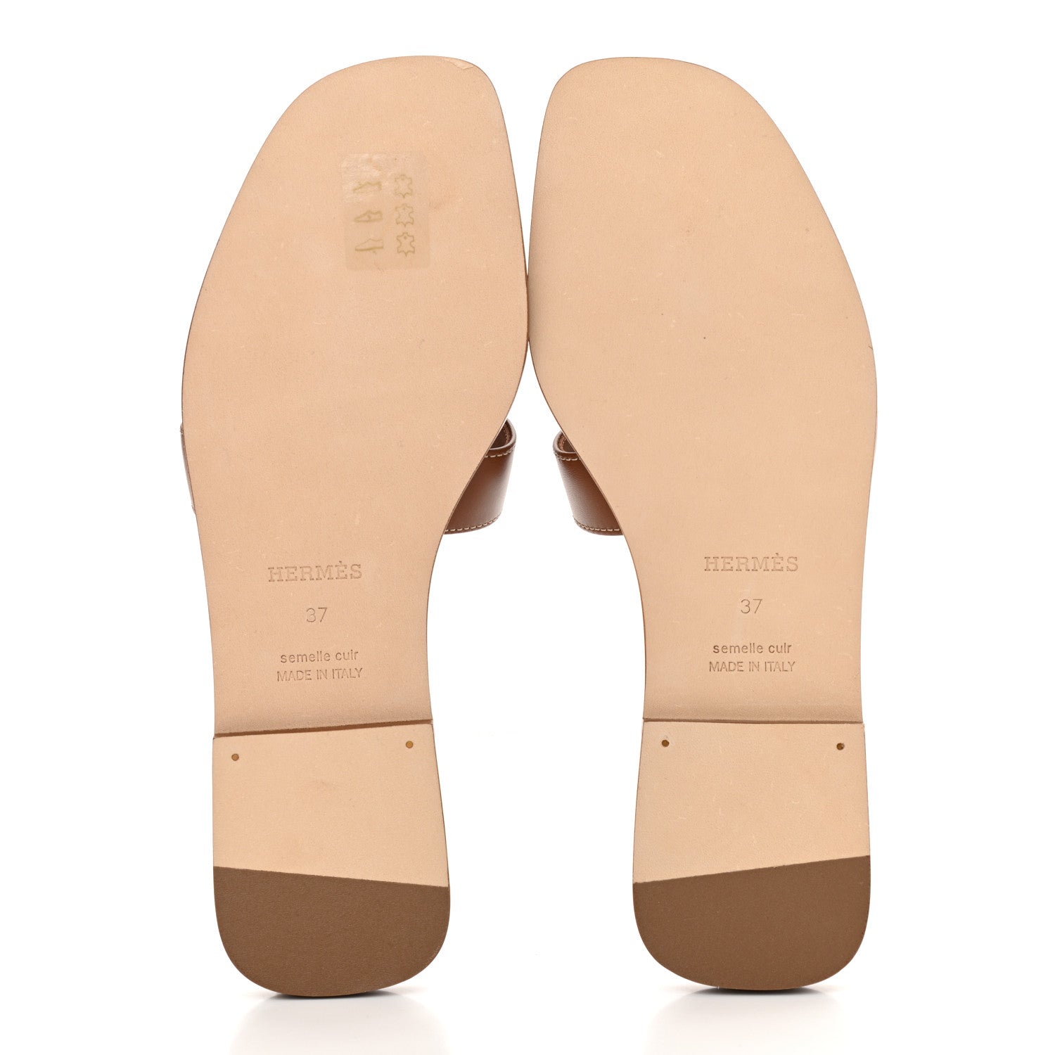 Hermes Box Calfskin Oran Sandals 37 Gold 5 of 9