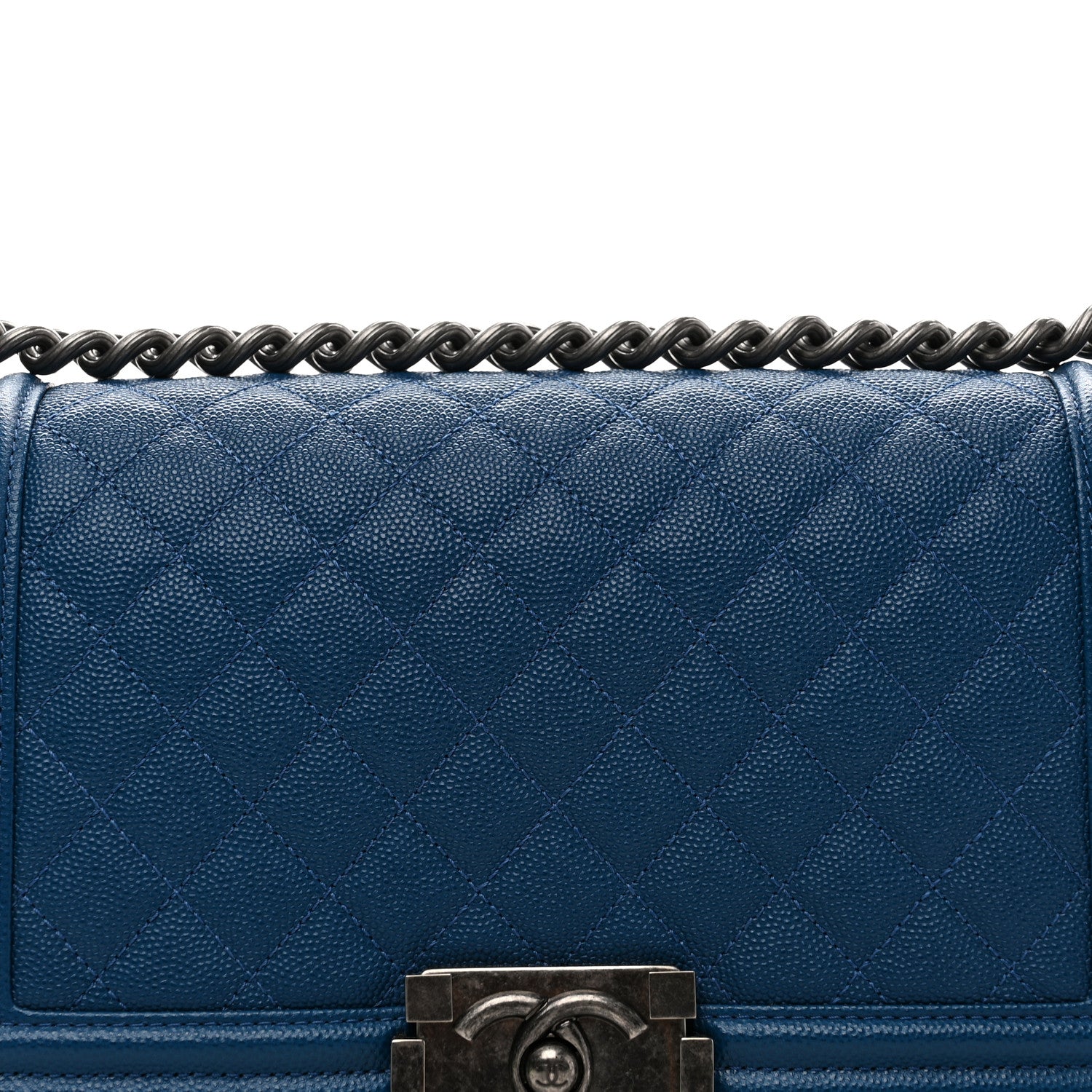 Chanel Caviar Quilted Medium Boy Flap Blue 8 of 11