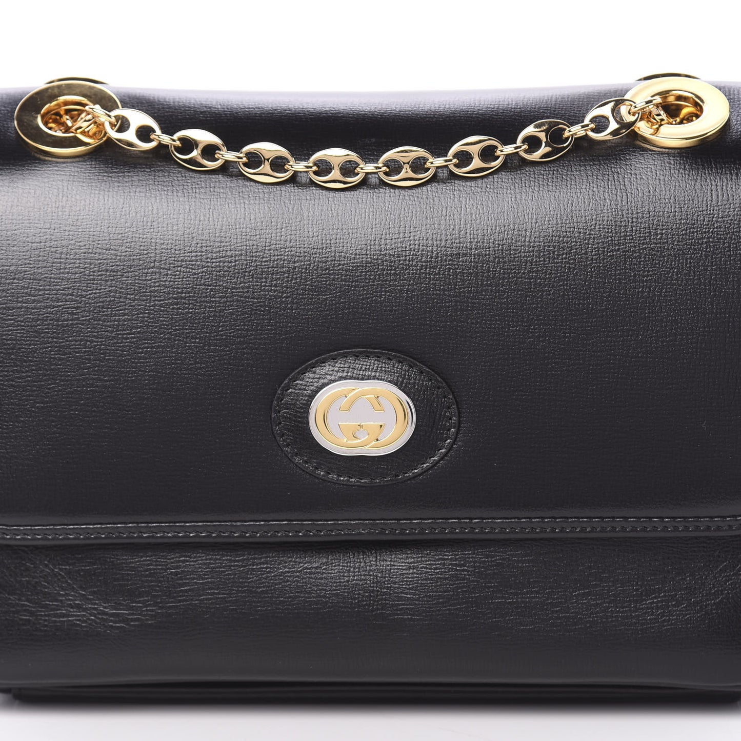 Azalea Calfskin Small Marina Chain Shoulder Bag Black