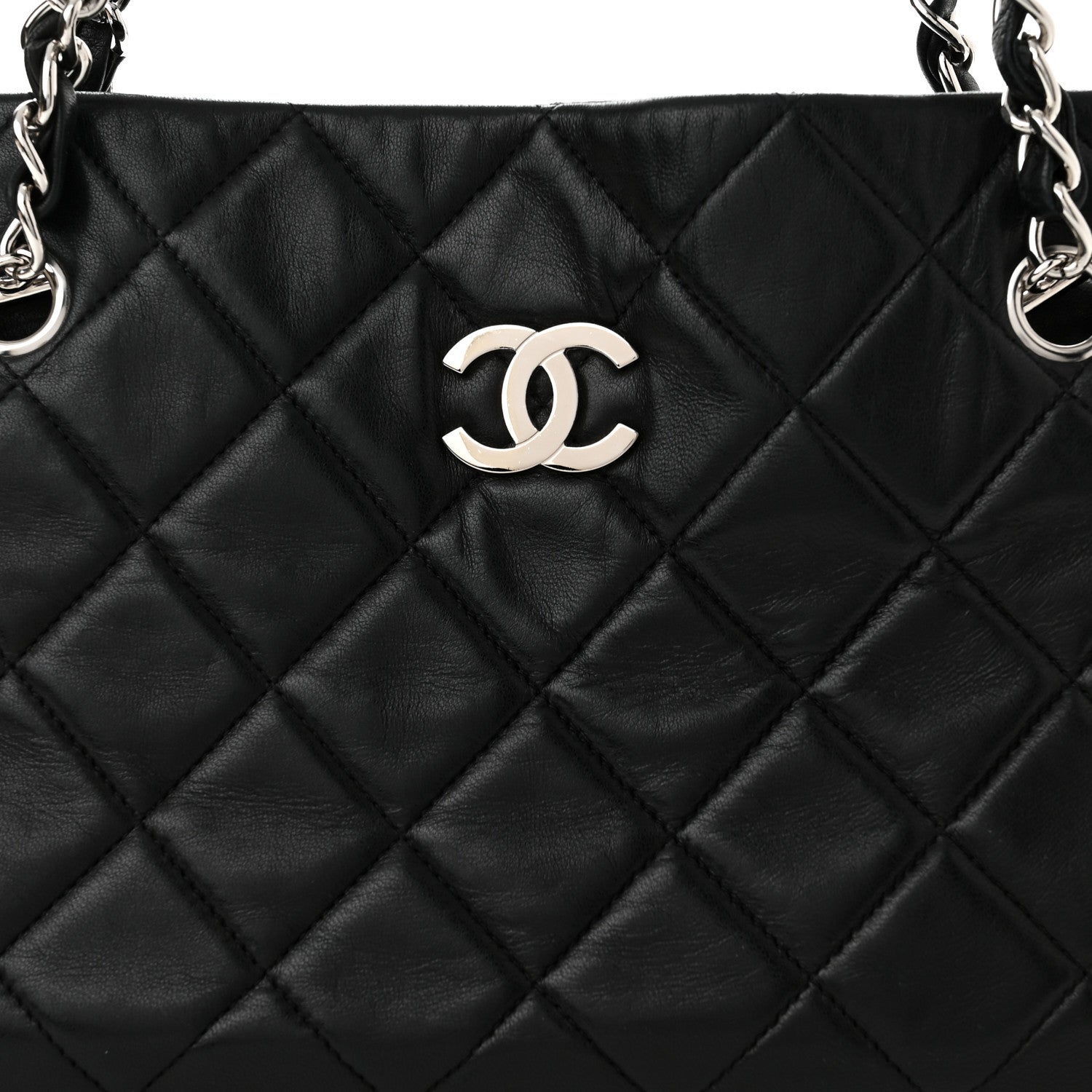 Chanel Lambskin Quilted Shopping Tote Black 8 of 10
