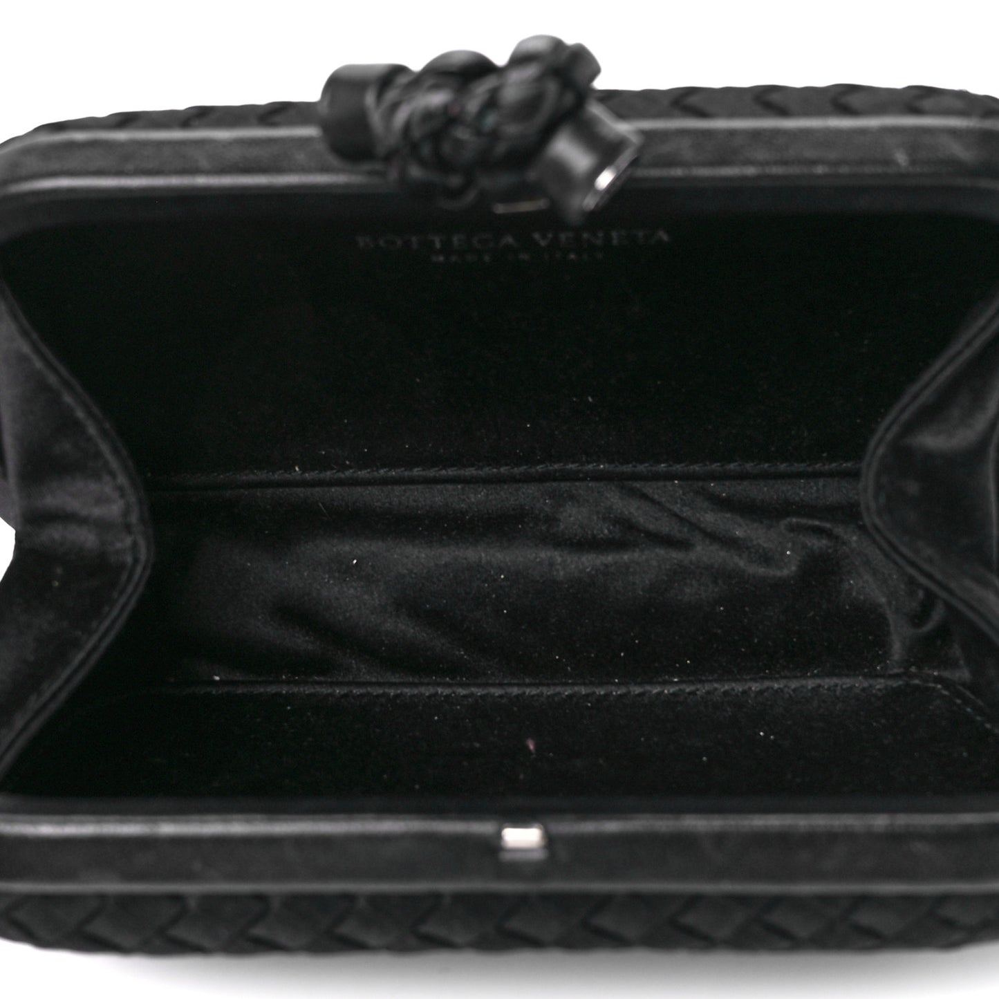 Satin Intreccio Impero Knot Clutch Black