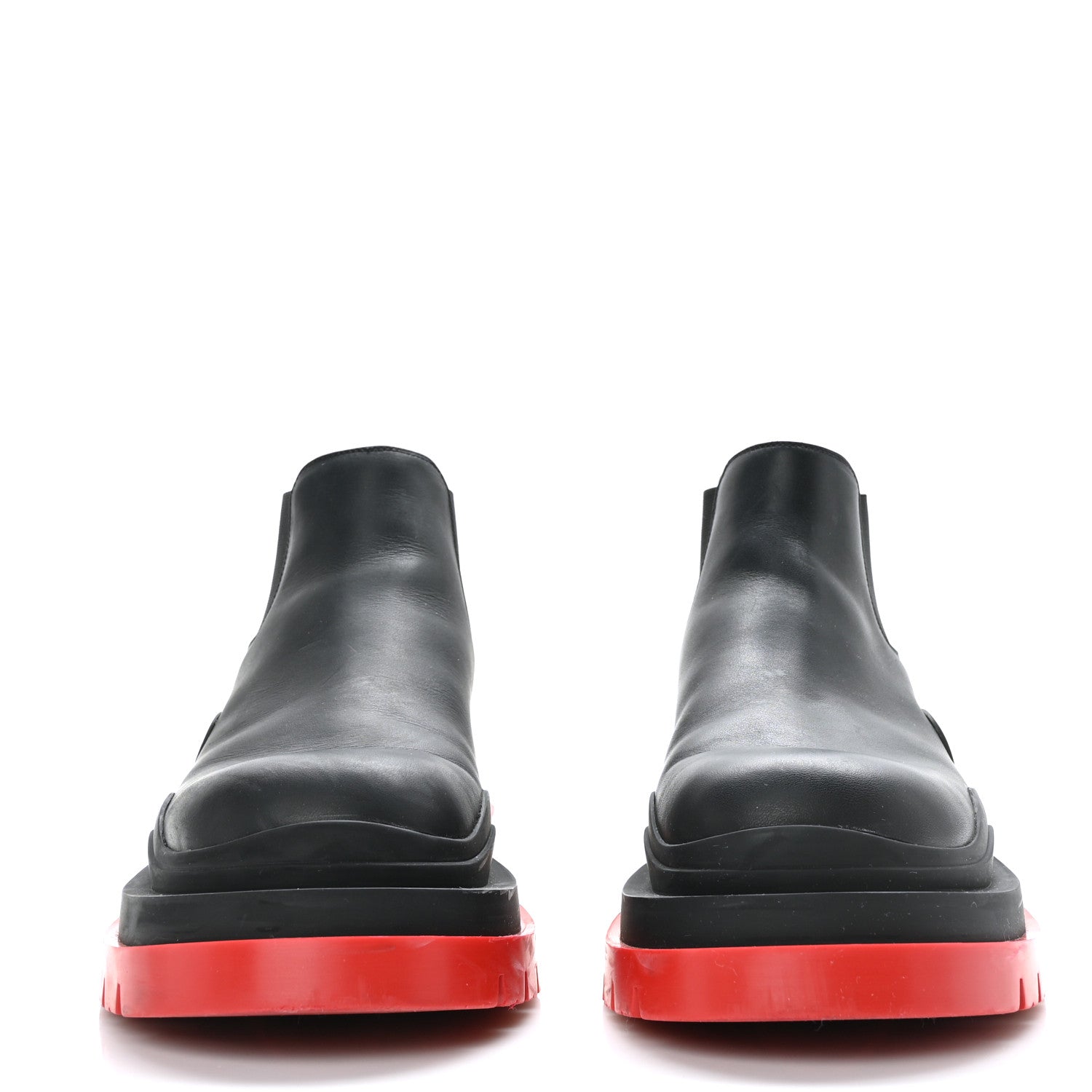 Bottega Veneta Calfskin Mens The Tire Cropped Chelsea Boots 40 Black Bright Red 2 of 9