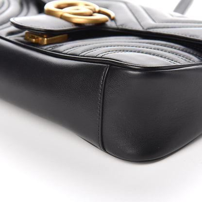 Gucci Calfskin Matelasse Small GG Marmont Shoulder Bag Black 9 of 12