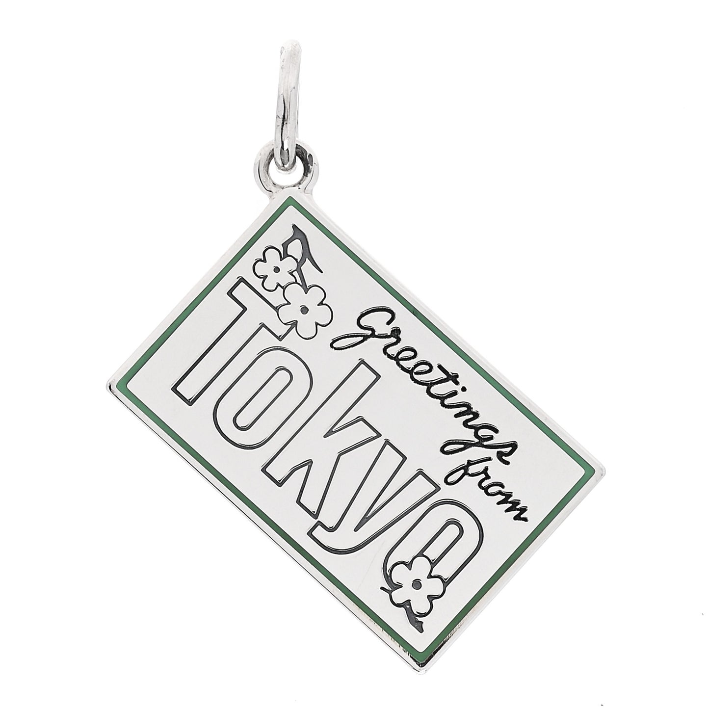 Sterling Silver Enamel Tokyo Postcard Charm Blue