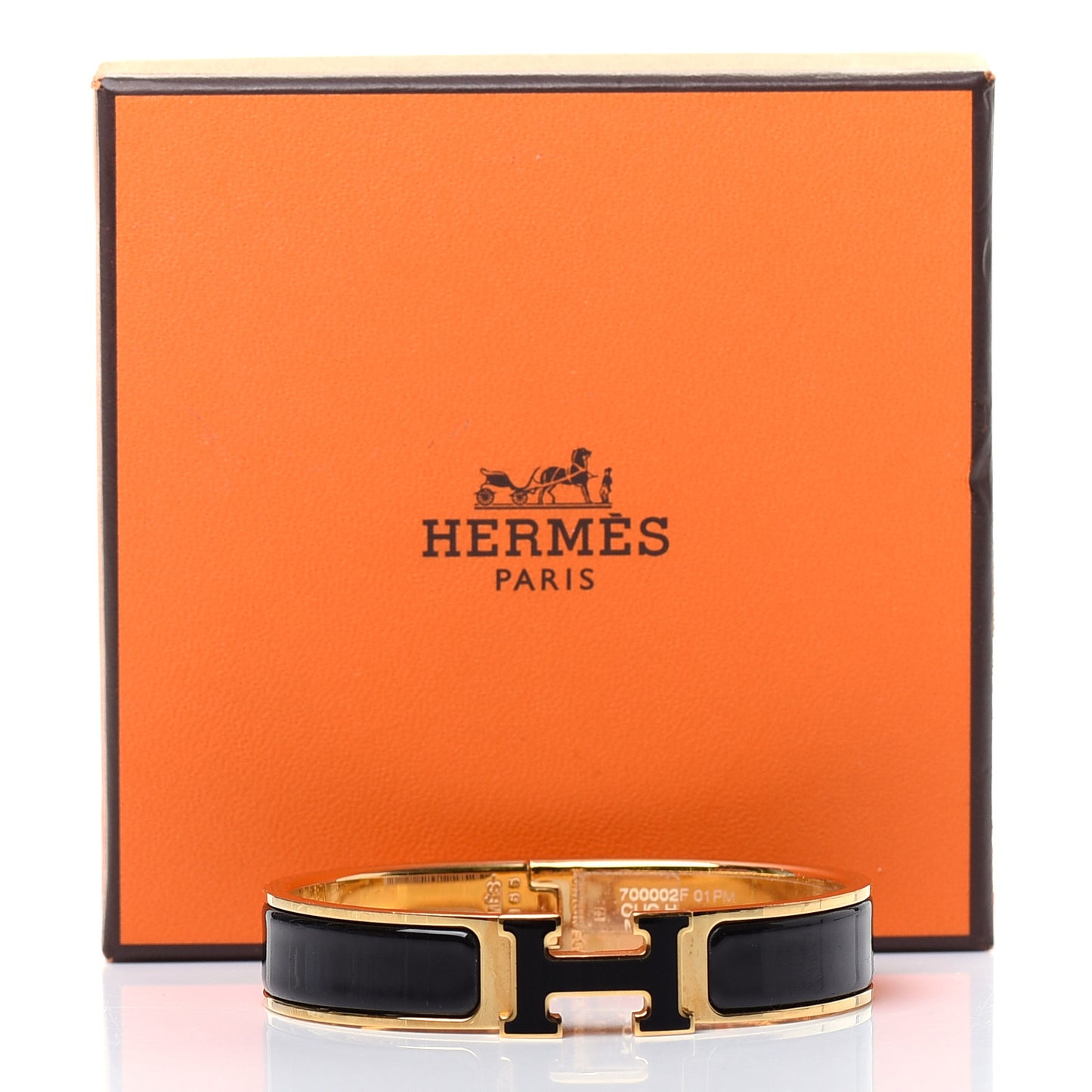 Enamel Narrow Clic Clac H Bracelet PM Black