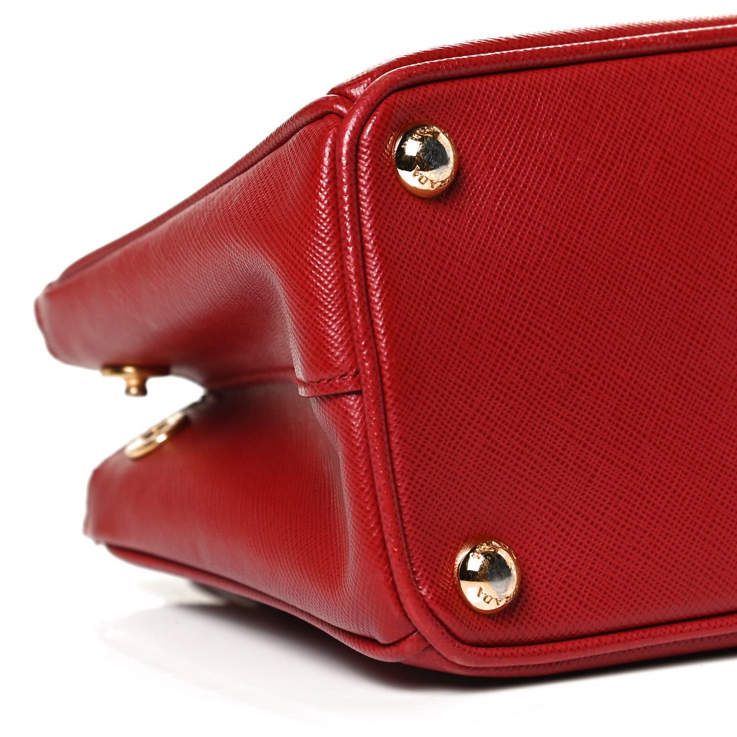 Saffiano Micro Galleria Double Zip Tote Fuoco