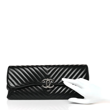 Chanel Lambskin Chevron Evening Clutch Black 2 of 10