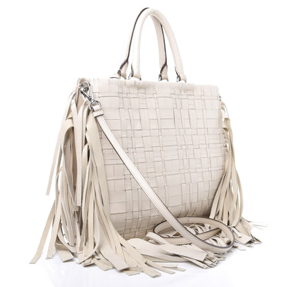 Prada Nappa Woven Fringe Tote Cera 4 of 16