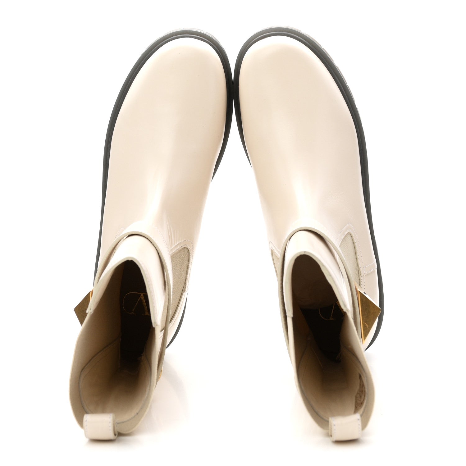 Valentino Garavani Calfskin One Stud Beatle 45mm Boots 41 Light Ivory 2 of 11