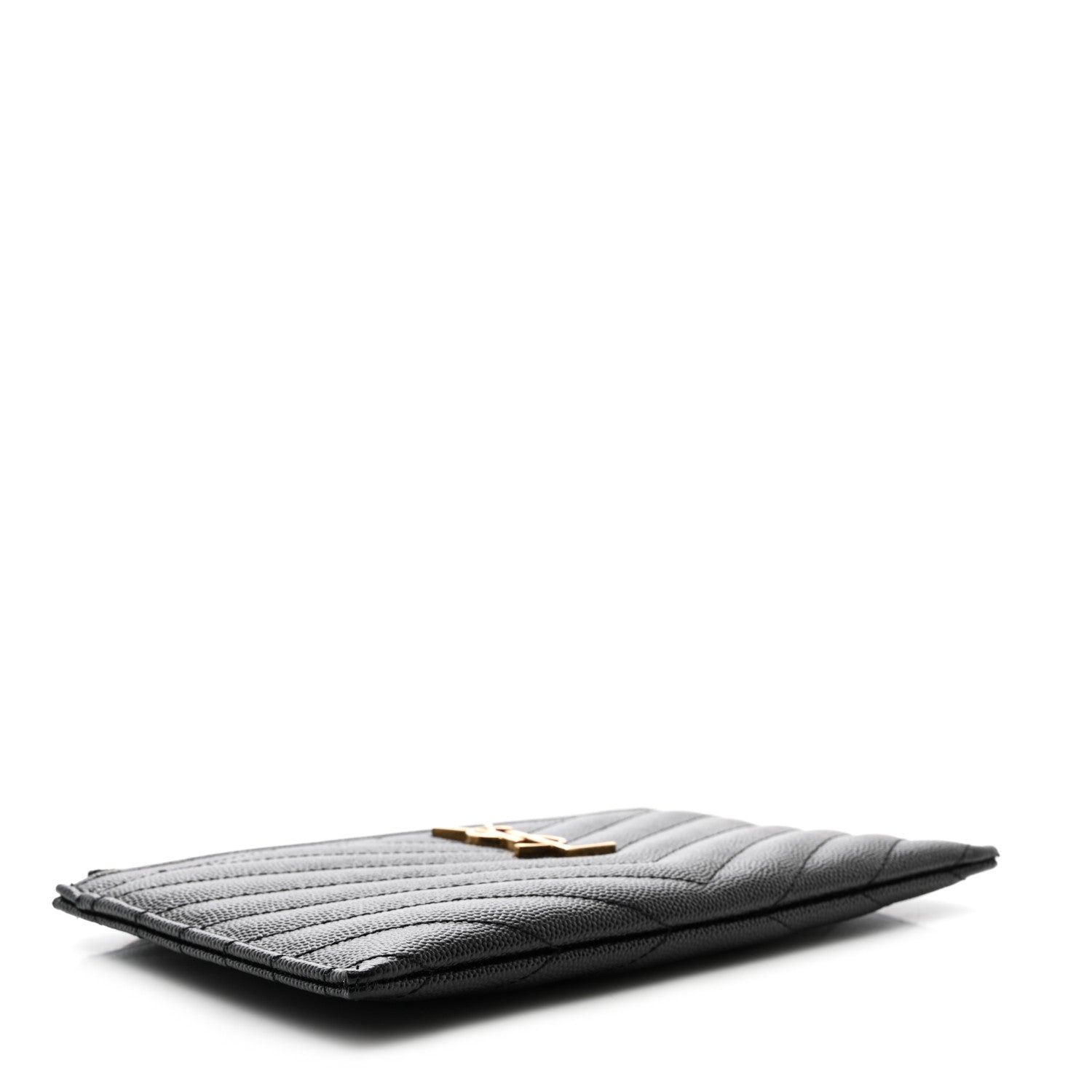 Saint Laurent Grain De Poudre Chevron Monogram Bill Pouch Black 4 of 8