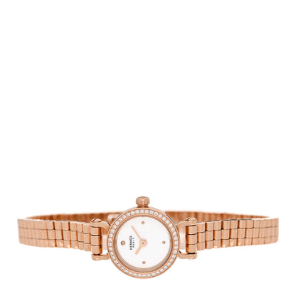 Hermes 18K Rose Gold Diamond Bezel 16mm Faubourg Quartz Watch 2 of 5