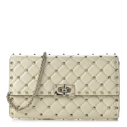 Valentino Garavani Nappa Rockstud Spike Wallet on Chain Light Ivory 1 of 10