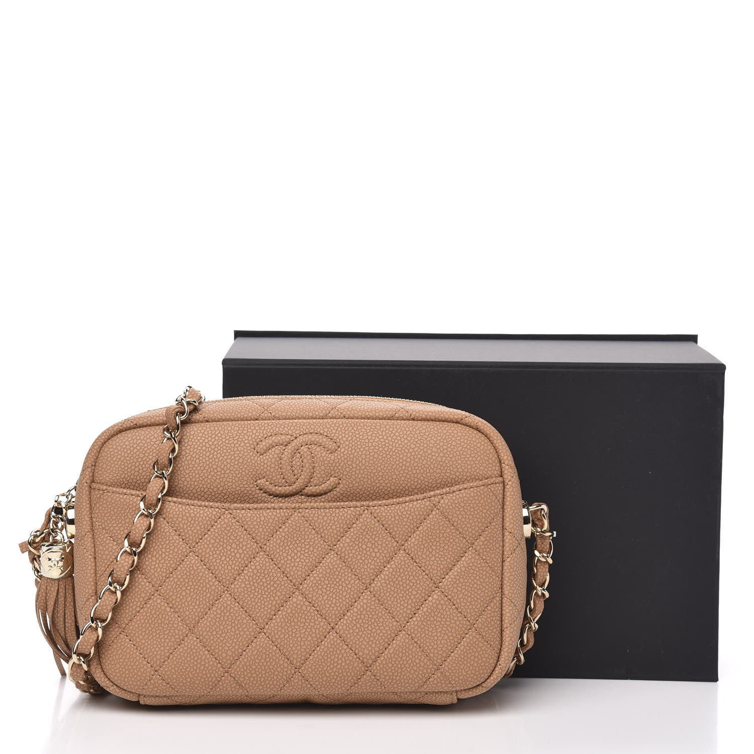 Chanel Caviar Quilted Coco Tassel Camera Case Beige 11 of 11