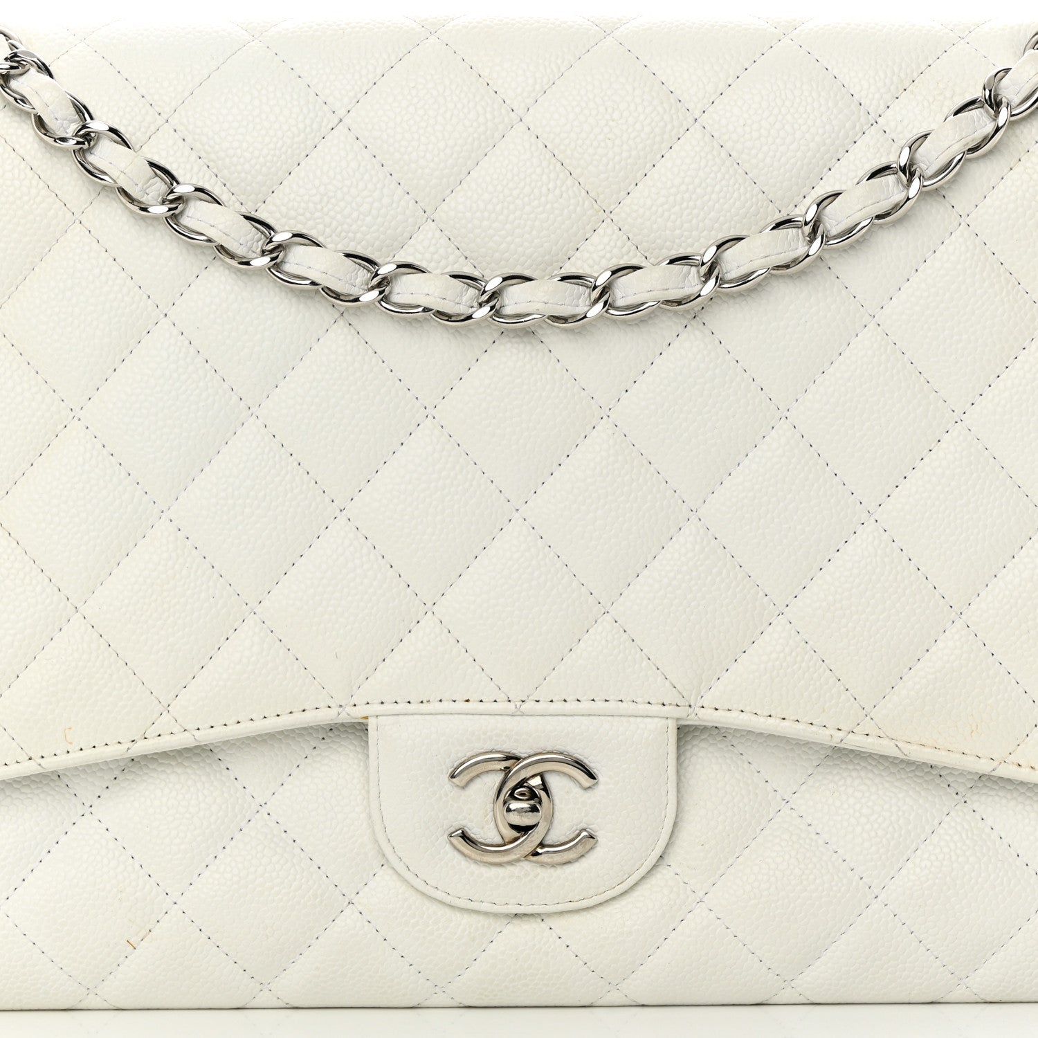Chanel Caviar Quilted Maxi Single Flap White 8 of 18
