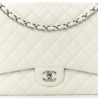 Chanel Caviar Quilted Maxi Single Flap White 8 of 18