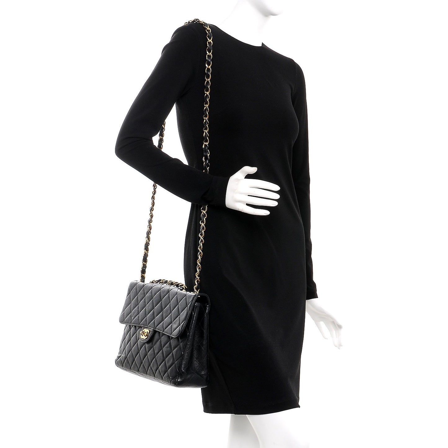 Caviar Quilted Jumbo Single Flap Black